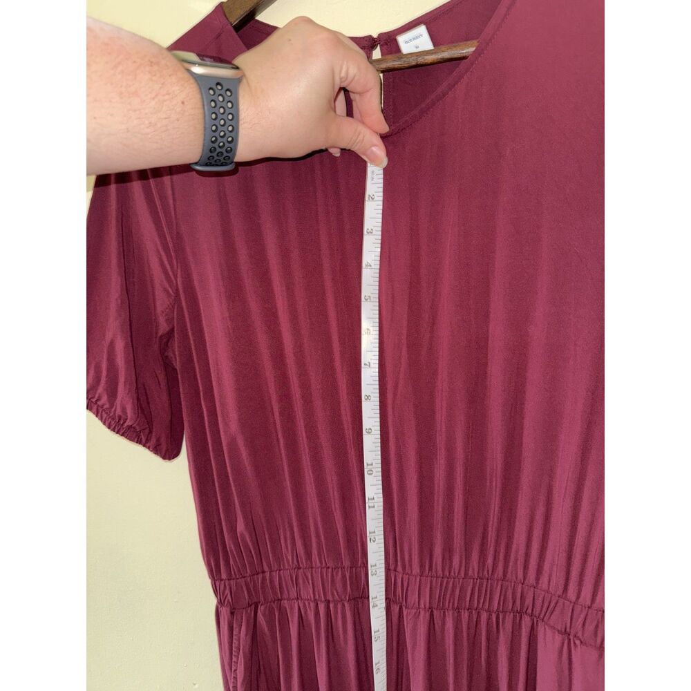 Old Navy Burgundy Short Sleeve Open Wrap Back Jumpsuit with Pockets - Size M - Picture 9 of 12
